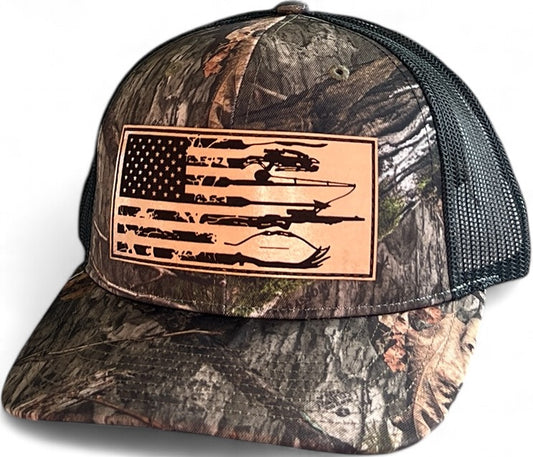 Moss Camo American Flag Outdoors Enthusiast Trucker Hat