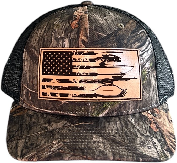 Moss Camo American Flag Outdoors Enthusiast Trucker Hat