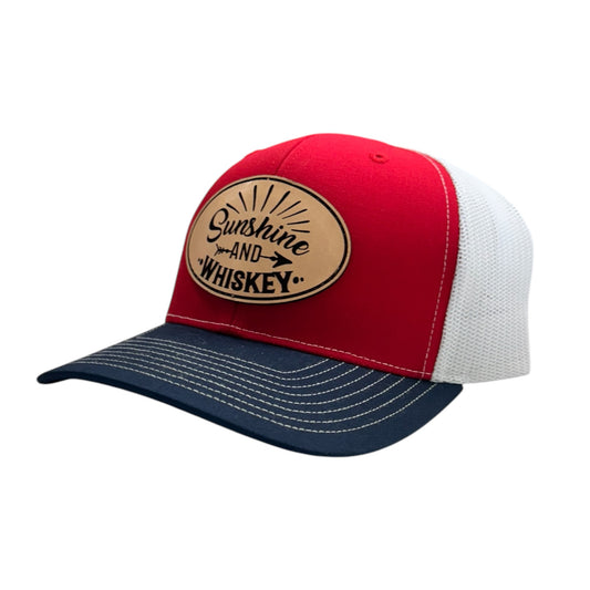 Sunshine and Whiskey Red/White/Blue Trucker Hat